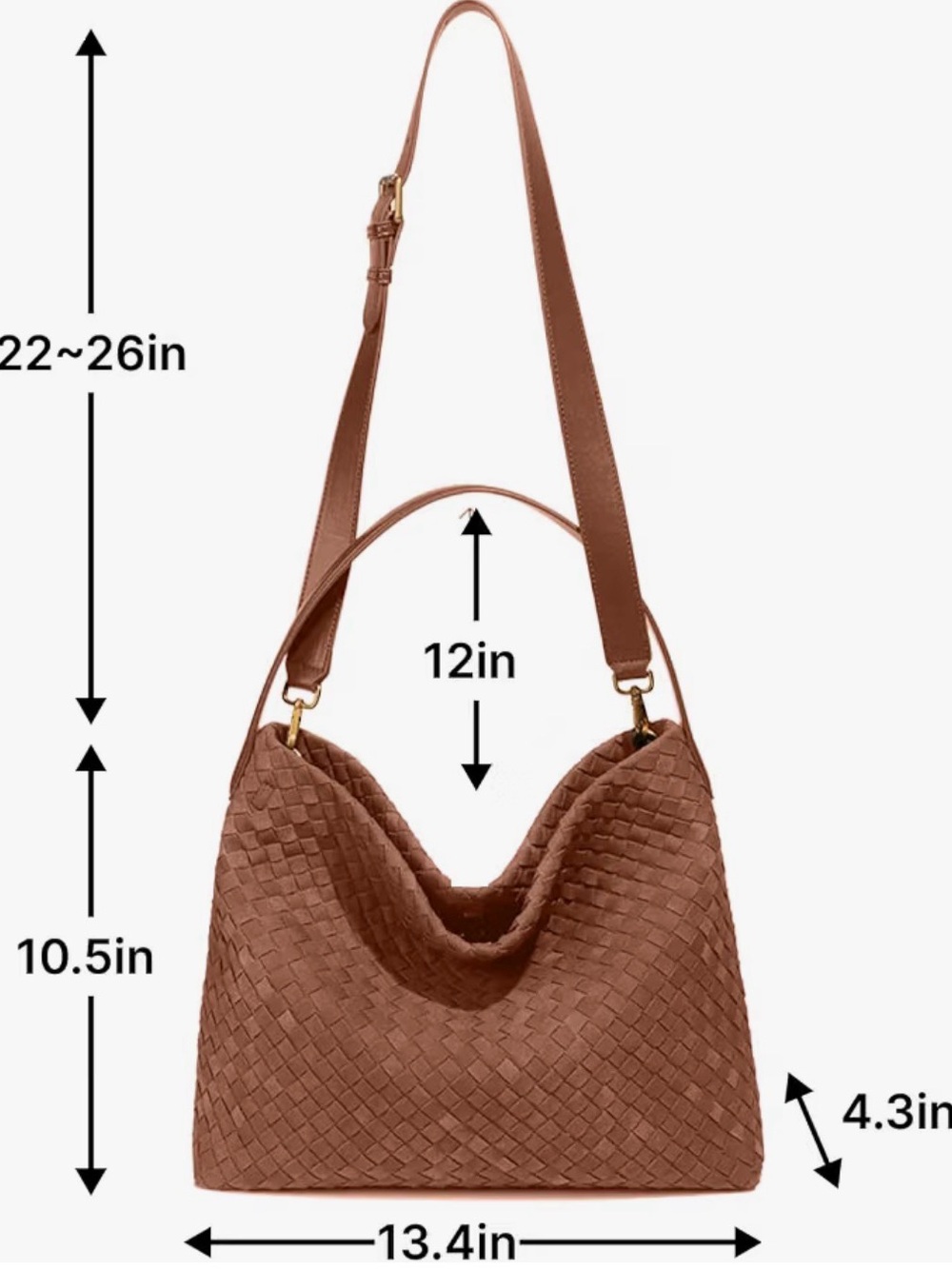 NWOT! Brown Woven Faux Suede Crossbody Shoulder Bag - Picture 7 of 8